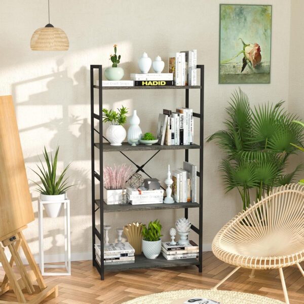 NUMENN 5 Tier Bookshelf, Tall Bookcase Shelf Storage Organizer, Modern Book Shelf for Bedroom, Living Room and Home Office, Vintage