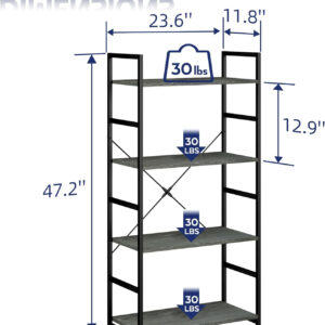NUMENN 5 Tier Bookshelf, Tall Bookcase Shelf Storage Organizer, Modern Book Shelf for Bedroom, Living Room and Home Office, Vintage