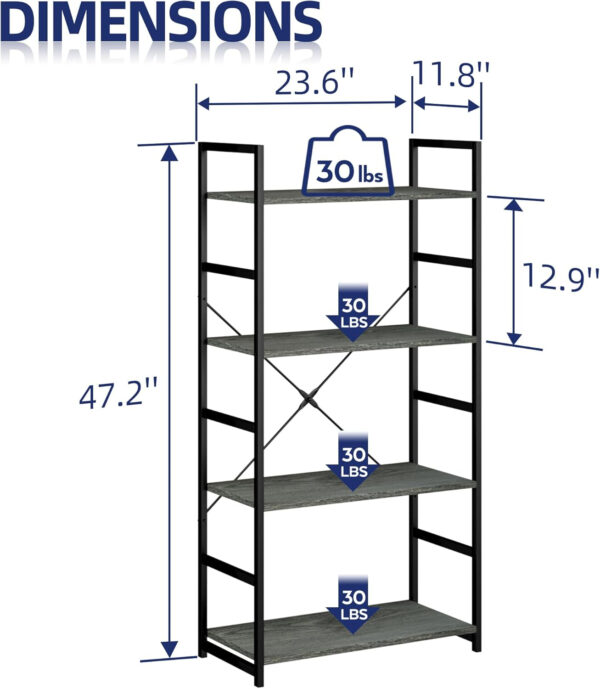 NUMENN 5 Tier Bookshelf, Tall Bookcase Shelf Storage Organizer, Modern Book Shelf for Bedroom, Living Room and Home Office, Vintage
