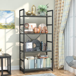 NUMENN 5 Tier Bookshelf, Tall Bookcase Shelf Storage Organizer, Modern Book Shelf for Bedroom, Living Room and Home Office, Vintage