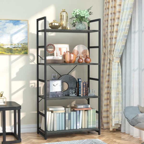 NUMENN 5 Tier Bookshelf, Tall Bookcase Shelf Storage Organizer, Modern Book Shelf for Bedroom, Living Room and Home Office, Vintage