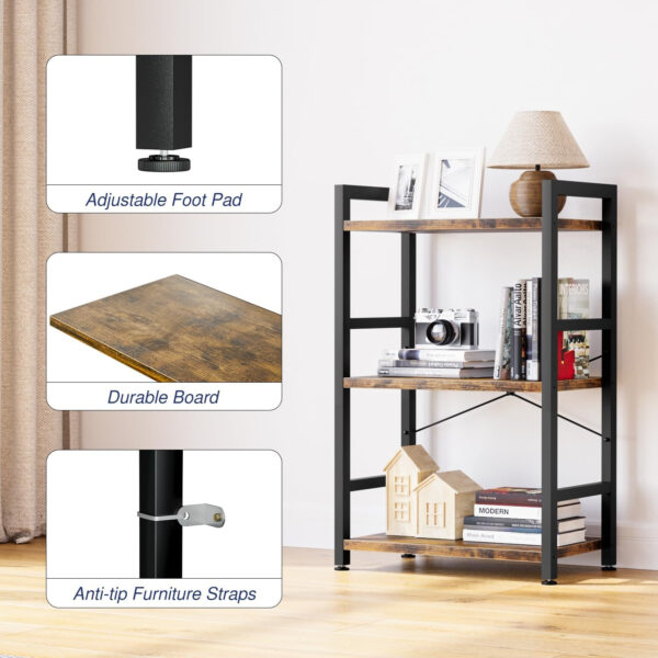 NUMENN 5 Tier Bookshelf, Tall Bookcase Shelf Storage Organizer, Modern Book Shelf for Bedroom, Living Room and Home Office, Vintage