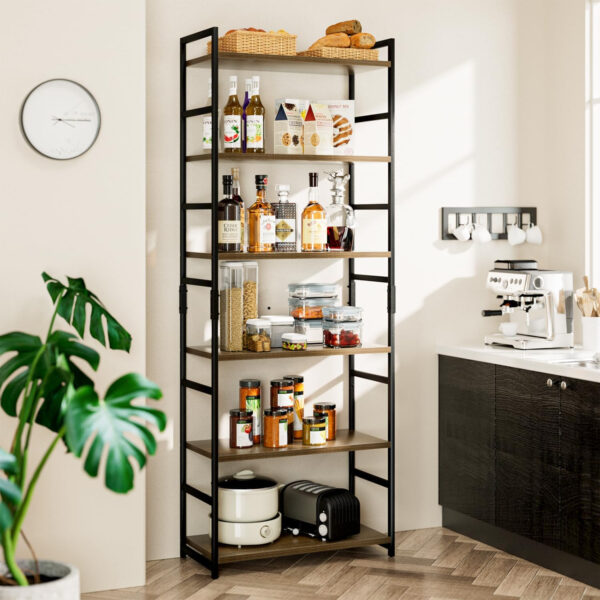 NUMENN 5 Tier Bookshelf, Tall Bookcase Shelf Storage Organizer, Modern Book Shelf for Bedroom, Living Room and Home Office, Vintage