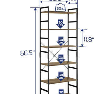 NUMENN 5 Tier Bookshelf, Tall Bookcase Shelf Storage Organizer, Modern Book Shelf for Bedroom, Living Room and Home Office, Vintage