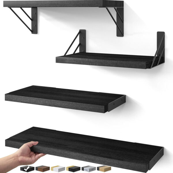 6887564f4f0d91c6318f58262a3d9bcbb8f51fb9273c40c316810.jpg BAYKA Wall Shelves for Bedroom Decor, Floating Shelves for Wall Storage, Display Mounted Rustic Wood Shelf for Books,Plants,Corner Shelves for Bathroom,Kitchen,Living Room(Set of 4)