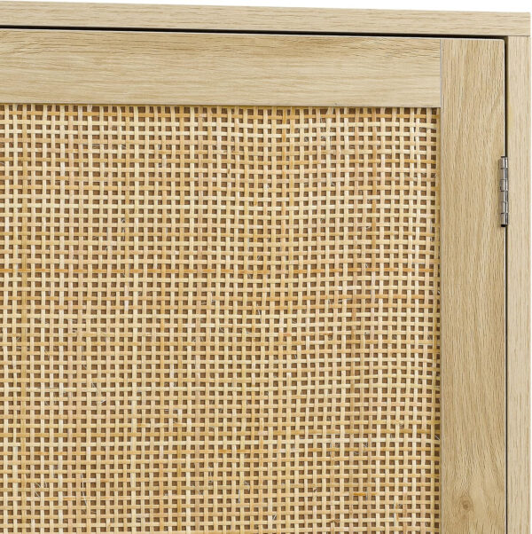 Finnhomy Sideboard Buffet Cabinet, Kitchen Storage Sideboard with Rattan Decorated Doors, Liquor Coffee Buffet, Dining Room, Hallway, Console Table, Accent Cabinet, 31.5X 15.8X 34.6 Inches, Natural