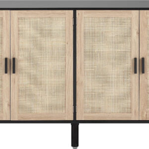Finnhomy Sideboard Buffet Cabinet, Kitchen Storage Sideboard with Rattan Decorated Doors, Liquor Coffee Buffet, Dining Room, Hallway, Console Table, Accent Cabinet, 31.5X 15.8X 34.6 Inches, Natural