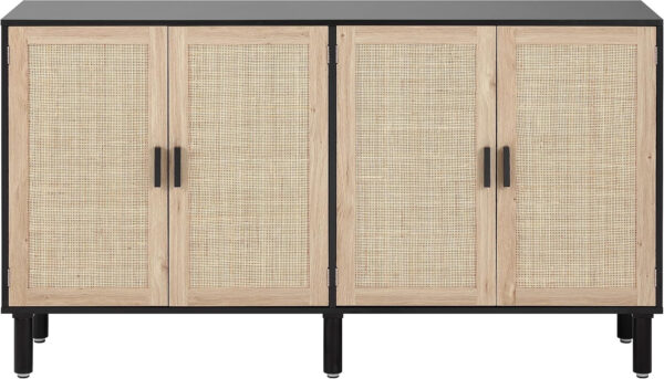 Finnhomy Sideboard Buffet Cabinet, Kitchen Storage Sideboard with Rattan Decorated Doors, Liquor Coffee Buffet, Dining Room, Hallway, Console Table, Accent Cabinet, 31.5X 15.8X 34.6 Inches, Natural