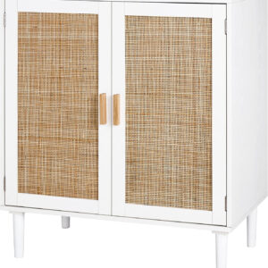 Finnhomy Sideboard Buffet Cabinet, Kitchen Storage Sideboard with Rattan Decorated Doors, Liquor Coffee Buffet, Dining Room, Hallway, Console Table, Accent Cabinet, 31.5X 15.8X 34.6 Inches, Natural