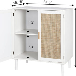 Finnhomy Sideboard Buffet Cabinet, Kitchen Storage Sideboard with Rattan Decorated Doors, Liquor Coffee Buffet, Dining Room, Hallway, Console Table, Accent Cabinet, 31.5X 15.8X 34.6 Inches, Natural