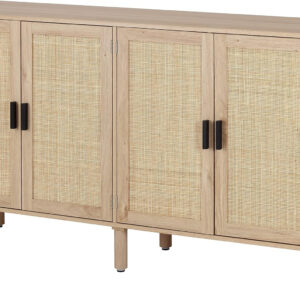Finnhomy Sideboard Buffet Cabinet, Kitchen Storage Sideboard with Rattan Decorated Doors, Liquor Coffee Buffet, Dining Room, Hallway, Console Table, Accent Cabinet, 31.5X 15.8X 34.6 Inches, Natural