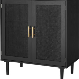 Finnhomy Sideboard Buffet Cabinet, Kitchen Storage Sideboard with Rattan Decorated Doors, Liquor Coffee Buffet, Dining Room, Hallway, Console Table, Accent Cabinet, 31.5X 15.8X 34.6 Inches, Natural