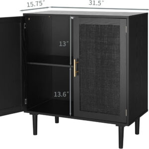 Finnhomy Sideboard Buffet Cabinet, Kitchen Storage Sideboard with Rattan Decorated Doors, Liquor Coffee Buffet, Dining Room, Hallway, Console Table, Accent Cabinet, 31.5X 15.8X 34.6 Inches, Natural