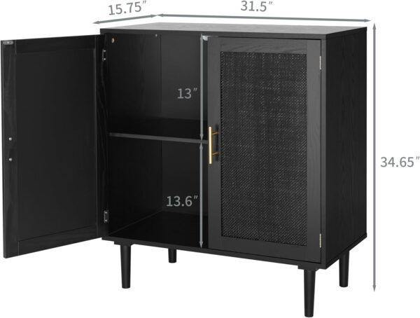Finnhomy Sideboard Buffet Cabinet, Kitchen Storage Sideboard with Rattan Decorated Doors, Liquor Coffee Buffet, Dining Room, Hallway, Console Table, Accent Cabinet, 31.5X 15.8X 34.6 Inches, Natural