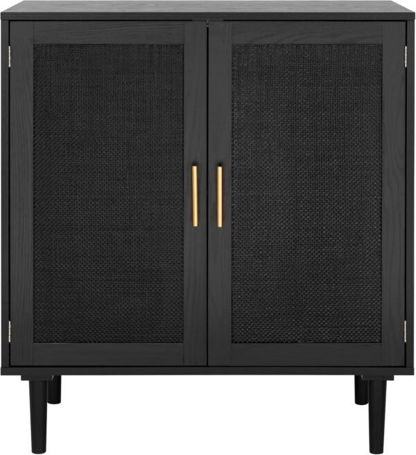 Finnhomy Sideboard Buffet Cabinet, Kitchen Storage Sideboard with Rattan Decorated Doors, Liquor Coffee Buffet, Dining Room, Hallway, Console Table, Accent Cabinet, 31.5X 15.8X 34.6 Inches, Natural