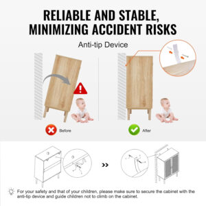 VEVOR Rattan Buffet Cabinet with Storage, 4 Magnetic Doors and Adjustable Shelves, Sideboard for Hallway, Living Room, Kitchen, Natural