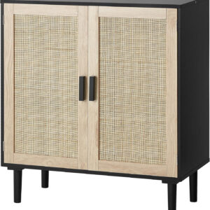 VEVOR Rattan Buffet Cabinet with Storage, 4 Magnetic Doors and Adjustable Shelves, Sideboard for Hallway, Living Room, Kitchen, Natural