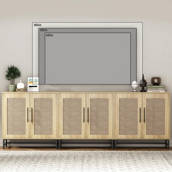 Fluted Storage Cabinet, Free Standing Buffet, Wood Sideboard, Multifunctional Accent Storage for Living Room, Hallway, Entryway, Dining Room (1, Oak)