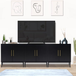 Fluted Storage Cabinet, Free Standing Buffet, Wood Sideboard, Multifunctional Accent Storage for Living Room, Hallway, Entryway, Dining Room (1, Oak)