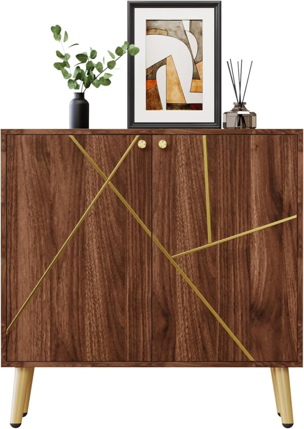 Fluted Storage Cabinet, Free Standing Buffet, Wood Sideboard, Multifunctional Accent Storage for Living Room, Hallway, Entryway, Dining Room (1, Oak)