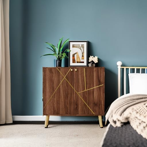 Fluted Storage Cabinet, Free Standing Buffet, Wood Sideboard, Multifunctional Accent Storage for Living Room, Hallway, Entryway, Dining Room (1, Oak)