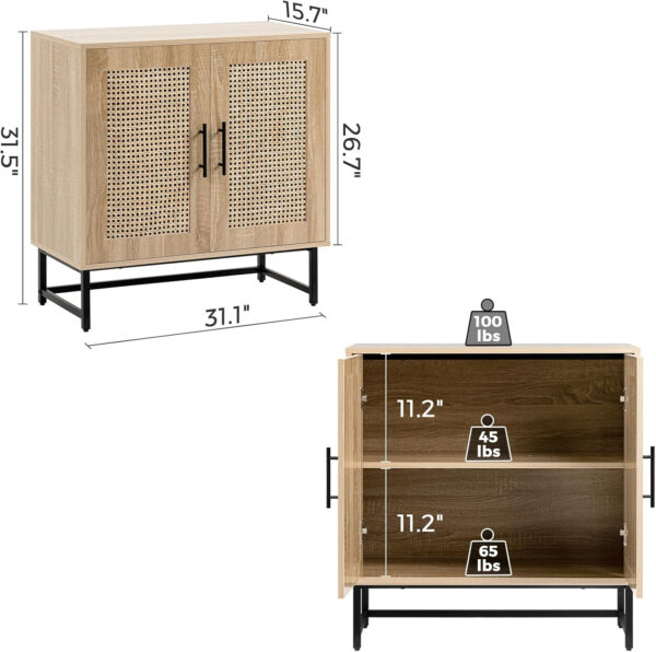 Fluted Storage Cabinet, Free Standing Buffet, Wood Sideboard, Multifunctional Accent Storage for Living Room, Hallway, Entryway, Dining Room (1, Oak)