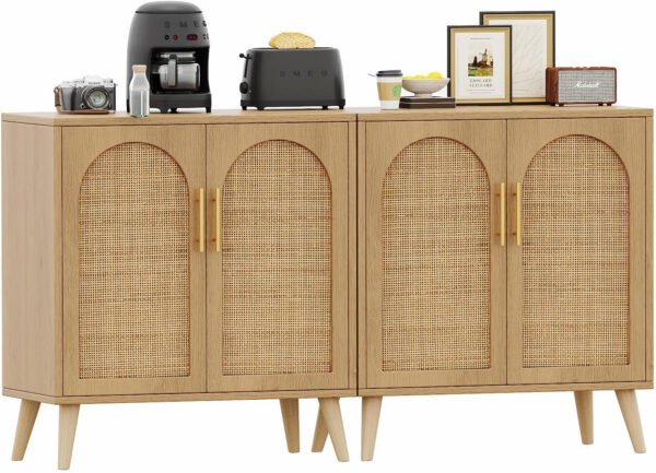 6887598d75299d63c914a77fb6424cfde716d268ede8d7c87d487.jpg Rovaurx Rattan Storage Cabinet with Doors, Modern Accent Bathroom Floor Cabinet, Sideboard Buffet for Living Room, Entryway, Dining Room and Kitchen, Natural BMGZ108M