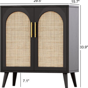 688759928086c526ec7a19f053024da41157789faf2d15eb557ed.jpg Rovaurx Rattan Storage Cabinet with Doors, Modern Accent Bathroom Floor Cabinet, Sideboard Buffet for Living Room, Entryway, Dining Room and Kitchen, Natural BMGZ108M