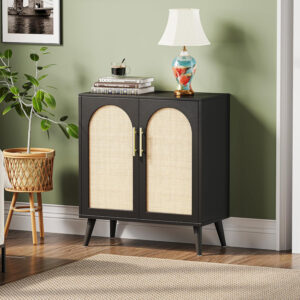6887599512a7f701987e9a87e060b7a3aed49de24635973b97cd1.jpg Rovaurx Rattan Storage Cabinet with Doors, Modern Accent Bathroom Floor Cabinet, Sideboard Buffet for Living Room, Entryway, Dining Room and Kitchen, Natural BMGZ108M
