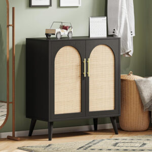 68875996ed9e42464767f1eebe4e403e9cdc331d04fed30d00dd7.jpg Rovaurx Rattan Storage Cabinet with Doors, Modern Accent Bathroom Floor Cabinet, Sideboard Buffet for Living Room, Entryway, Dining Room and Kitchen, Natural BMGZ108M