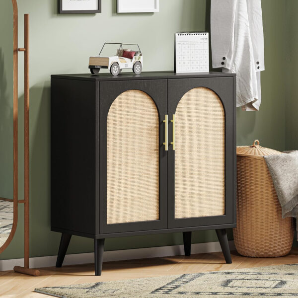 68875996ed9e42464767f1eebe4e403e9cdc331d04fed30d00dd7.jpg Rovaurx Rattan Storage Cabinet with Doors, Modern Accent Bathroom Floor Cabinet, Sideboard Buffet for Living Room, Entryway, Dining Room and Kitchen, Natural BMGZ108M