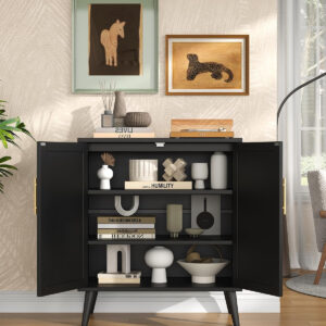 68875998519dae931437e84acee3ef4b8ac65adb620347bcc0407.jpg Rovaurx Rattan Storage Cabinet with Doors, Modern Accent Bathroom Floor Cabinet, Sideboard Buffet for Living Room, Entryway, Dining Room and Kitchen, Natural BMGZ108M