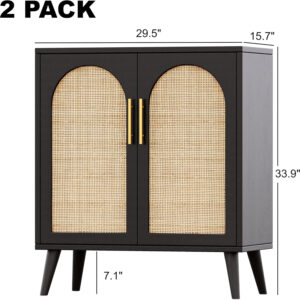 6887599aef45a75a3aafe4f19ffef182e9b9f1274c5432aa6ea35.jpg Rovaurx Rattan Storage Cabinet with Doors, Modern Accent Bathroom Floor Cabinet, Sideboard Buffet for Living Room, Entryway, Dining Room and Kitchen, Natural BMGZ108M
