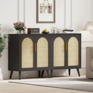 6887599da73f54211b6b2e4233bbc0e34ddb387d229cfc15fd627.jpg Rovaurx Rattan Storage Cabinet with Doors, Modern Accent Bathroom Floor Cabinet, Sideboard Buffet for Living Room, Entryway, Dining Room and Kitchen, Natural BMGZ108M