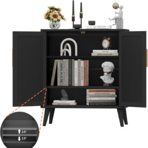 688759aa69209d6ed4b45c52ecbebbcd55bd6d809b9782b6c48a3.jpg Rovaurx Rattan Storage Cabinet with Doors, Modern Accent Bathroom Floor Cabinet, Sideboard Buffet for Living Room, Entryway, Dining Room and Kitchen, Natural BMGZ108M