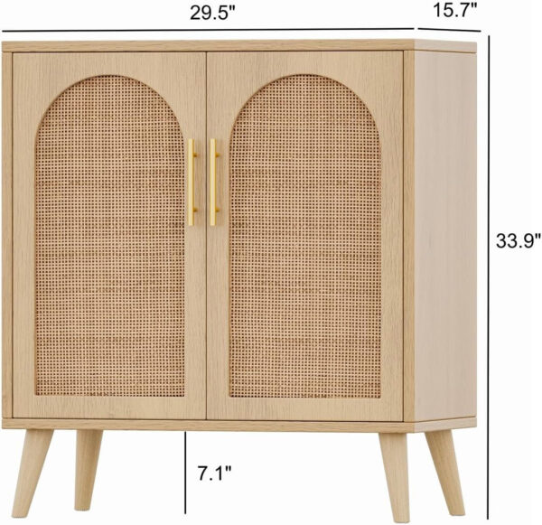 688759accdeabb610f689e883fb8c94331e5fecae086eb2bcc69e.jpg Rovaurx Rattan Storage Cabinet with Doors, Modern Accent Bathroom Floor Cabinet, Sideboard Buffet for Living Room, Entryway, Dining Room and Kitchen, Natural BMGZ108M