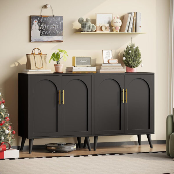 688759b50eb98526fe4ede5e0fc2de458e35492d4d863faae633a.jpg Rovaurx Rattan Storage Cabinet with Doors, Modern Accent Bathroom Floor Cabinet, Sideboard Buffet for Living Room, Entryway, Dining Room and Kitchen, Natural BMGZ108M