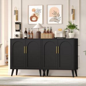 688759b9cfbf0c31a512ab2c318c845997a826a68d992ca294194.jpg Rovaurx Rattan Storage Cabinet with Doors, Modern Accent Bathroom Floor Cabinet, Sideboard Buffet for Living Room, Entryway, Dining Room and Kitchen, Natural BMGZ108M