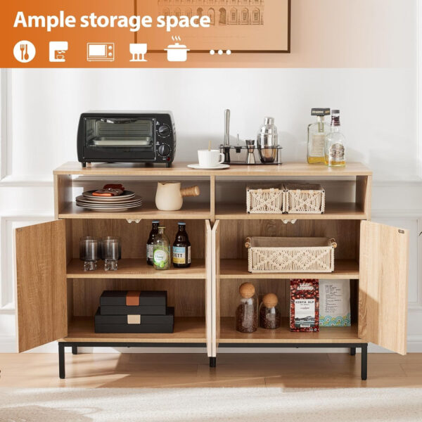 Sideboard Buffet Cabinet with Drawer, Farmhouse Coffee Bar Station Table, Kitchen Storage with Doors and Adjustable Shelves, Modern Wood Cupboard for Dining Room, Livingroom, Entryway