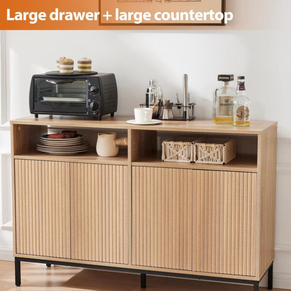 Sideboard Buffet Cabinet with Drawer, Farmhouse Coffee Bar Station Table, Kitchen Storage with Doors and Adjustable Shelves, Modern Wood Cupboard for Dining Room, Livingroom, Entryway