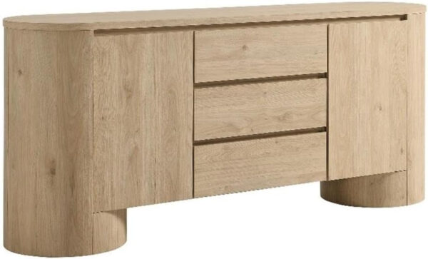 Modway Duval Oval Wood Grain 71 Inch Sideboard with Doors and Drawers in Hickory Frost