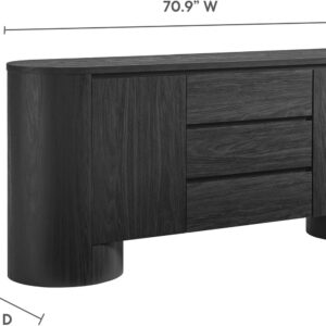 Modway Duval Oval Wood Grain 71 Inch Sideboard with Doors and Drawers in Hickory Frost