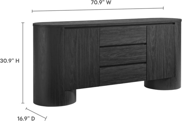 Modway Duval Oval Wood Grain 71 Inch Sideboard with Doors and Drawers in Hickory Frost