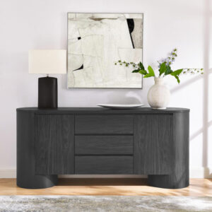Modway Duval Oval Wood Grain 71 Inch Sideboard with Doors and Drawers in Hickory Frost