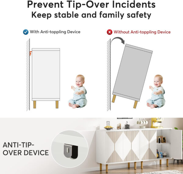 68875b534635c7ebe9f2bf12028a176c889bbb5290a8bd6d82249.jpg LITTLE TREE White Sideboard Buffet Cabinet, Modern Sideboard Cabinet with 4 Doors, Cupboard Console Table