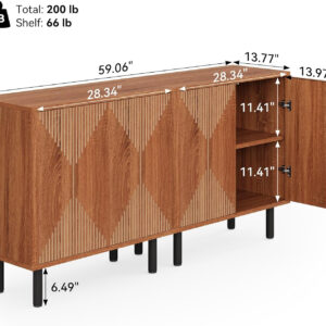 68875b573cb08d71fe56a161c3180682cdc73d5583a96de326175.jpg LITTLE TREE White Sideboard Buffet Cabinet, Modern Sideboard Cabinet with 4 Doors, Cupboard Console Table
