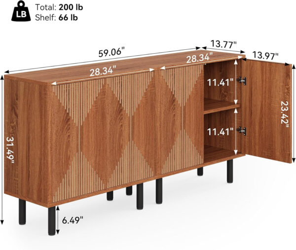 68875b573cb08d71fe56a161c3180682cdc73d5583a96de326175.jpg LITTLE TREE White Sideboard Buffet Cabinet, Modern Sideboard Cabinet with 4 Doors, Cupboard Console Table