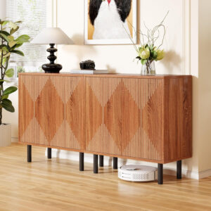 68875b588437804712a619453597b83437d30905a8904dc76b69a.jpg LITTLE TREE White Sideboard Buffet Cabinet, Modern Sideboard Cabinet with 4 Doors, Cupboard Console Table