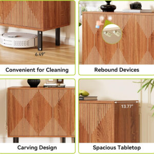 68875b5b5d5c5b6bbd3bc415b0f886a33f38dfe7dcd4aaff9398b.jpg LITTLE TREE White Sideboard Buffet Cabinet, Modern Sideboard Cabinet with 4 Doors, Cupboard Console Table