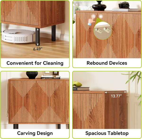 68875b5b5d5c5b6bbd3bc415b0f886a33f38dfe7dcd4aaff9398b.jpg LITTLE TREE White Sideboard Buffet Cabinet, Modern Sideboard Cabinet with 4 Doors, Cupboard Console Table